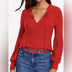 Loft Red Keyhole Sweater